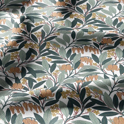 100% linen fabric Bleeding Hearts print - Vintage modern floral botanical pattern 3391