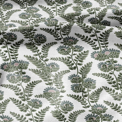 100% LINEN Fabric Modern abstract green vines - botanical Grandmillenial - heavy linen fabric for upholstery home decor 3110