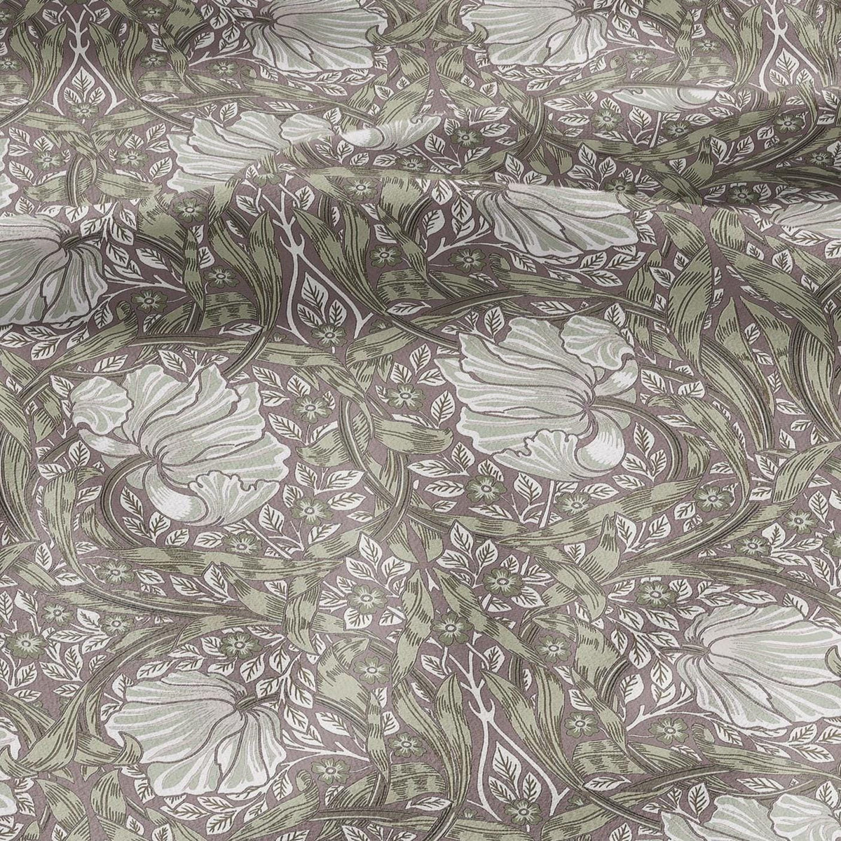 100% LINEN fabric - William Morris Pimpernel beige sage green - British Victorian flax - sewing upholstery home decor or clothing 3806