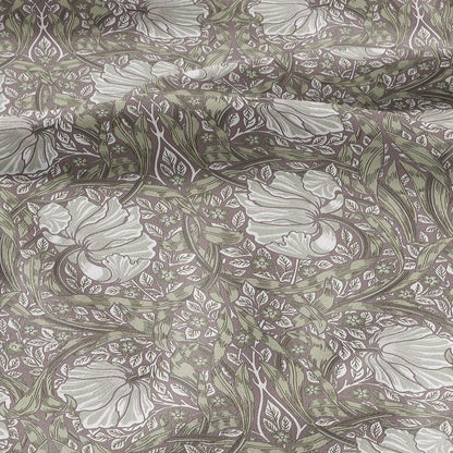 100% LINEN fabric - William Morris Pimpernel beige sage green - British Victorian flax - sewing upholstery home decor or clothing 3806