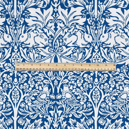 William Morris Brer Rabbit blue print on 100% LINEN - Victorian Art crafts linen - botanical Historical upholstery home textile 3164
