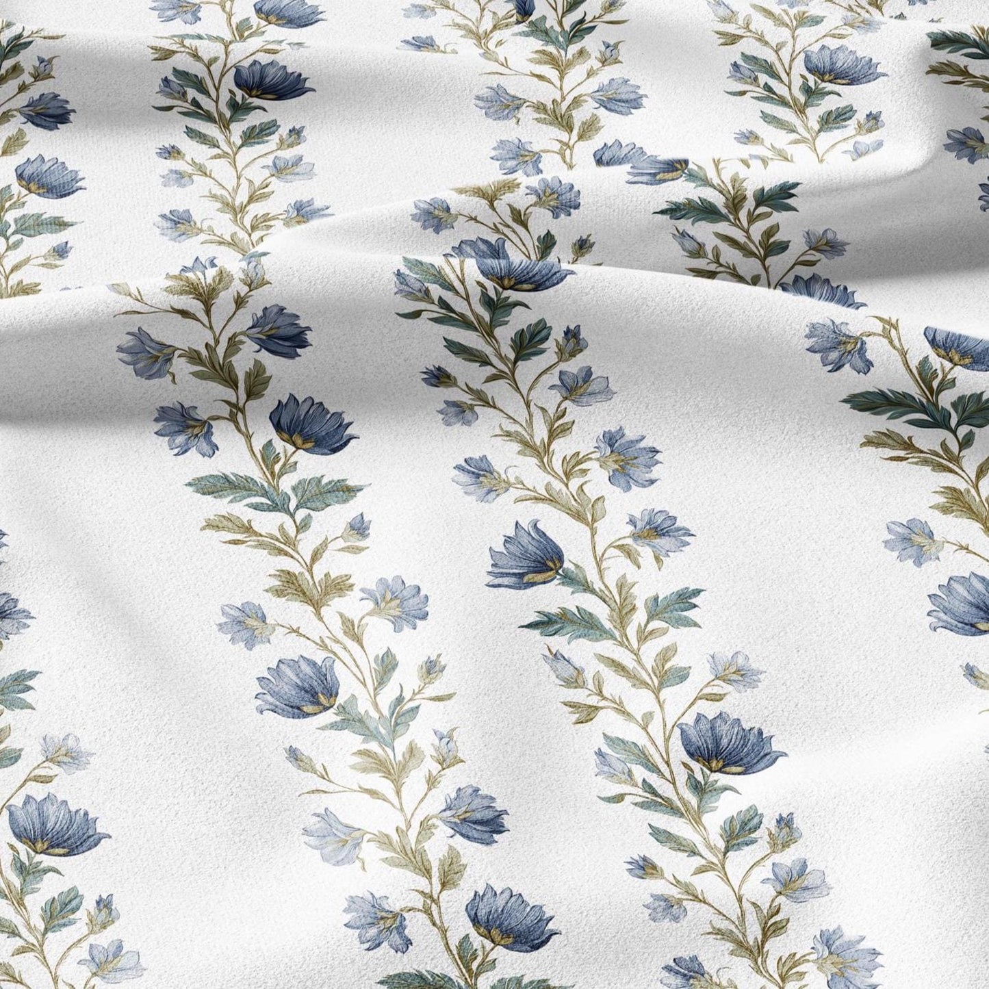 100% LINEN Fabric floral stripe print - for upholstery home decor - medium for dress making 2915