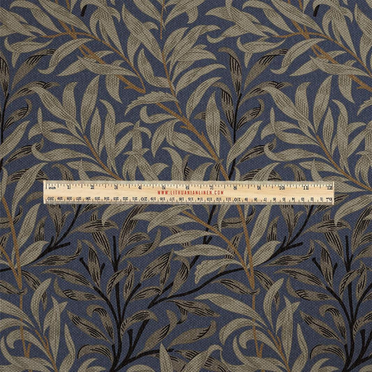 100% LINEN Fabric UPHOLSTERY 12oz - William Morris Bough Willow brown - Modern Vintage Victorian floral upholstery 2981GR