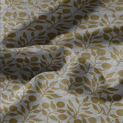 100% LINEN Fabric William Morris Rosehip yellow gray - oatmeal linen fabric with botanical print - Victorian Art Craft Historical 3274
