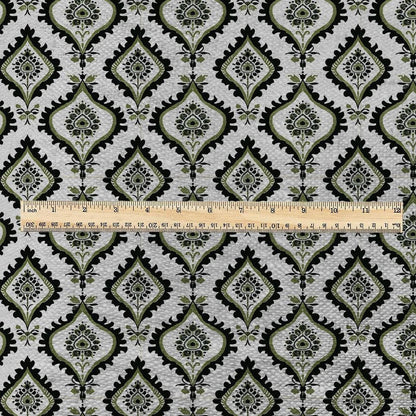 100% LINEN Fabric dark green block print - geometric modern vintage botanical 3418
