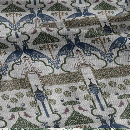 100% linen fabric - The Squire's Garden by Voysey - Victorian Art crafts - Historical pattern home decor dress making 3621