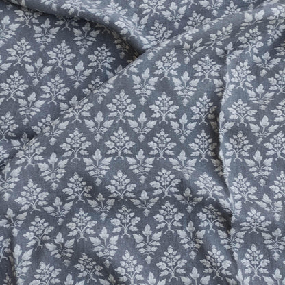 100% LINEN Fabric Tosca gray print - botanical block print upholstery curtains dress making 2074