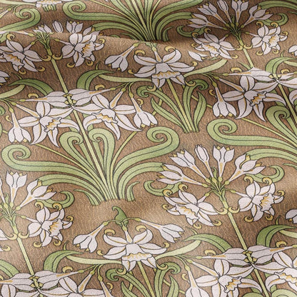 100% linen Art Nouveau Print fabric for Curtain Upholstery Cushion - Floral fabric Jonquil - fabric material for dress making sewing