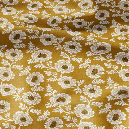 100% LINEN Fabric Shevanti flower - mustard yellow block print linen heavy for upholstery home decor - medium for dress making 2804
