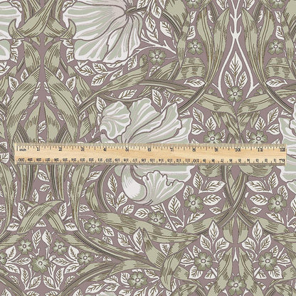 100% LINEN fabric - William Morris Pimpernel green pink - British Victorian flax - sewing upholstery home decor or clothing 3855