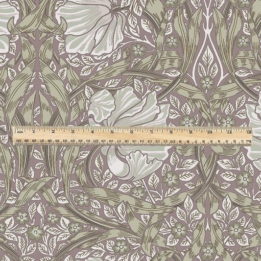 100% LINEN fabric - William Morris Pimpernel green pink - British Victorian flax - sewing upholstery home decor or clothing 3855