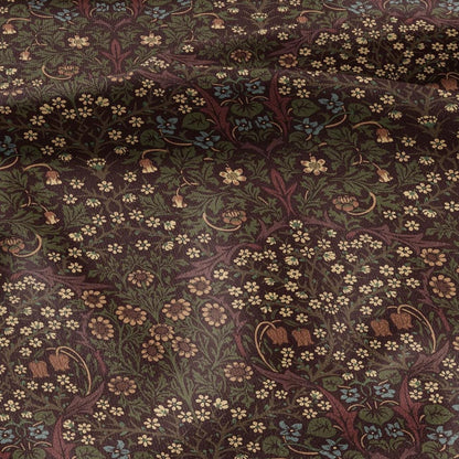 William Morris Blackthorn 100% LINEN Fabric - British linen floral upholstery home textile Victorian fabrics blue green 3183