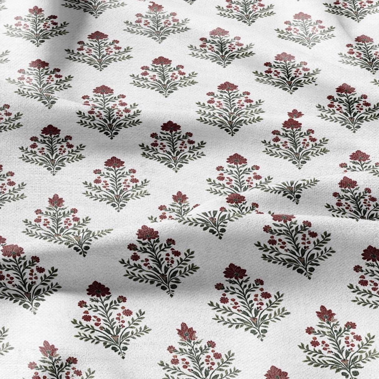 100% LINEN Fabric Karnikara block print - Indian floral linen heavy for upholstery home decor - medium for dress making 2832