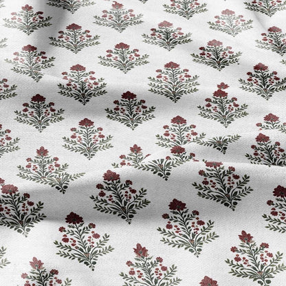 100% LINEN Fabric Karnikara block print - Indian floral linen heavy for upholstery home decor - medium for dress making 2832