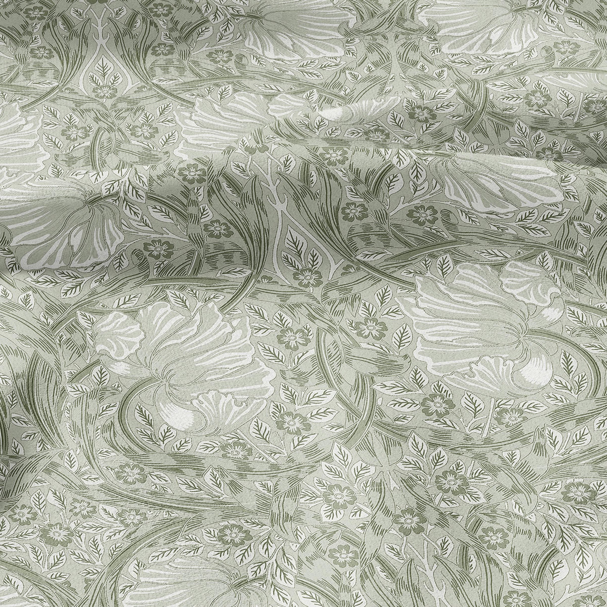 100% LINEN fabric - William Morris Pimpernel light green - British Victorian flax - sewing upholstery home decor or clothing 3807