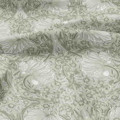 100% LINEN fabric - William Morris Pimpernel light green - British Victorian flax - sewing upholstery home decor or clothing 3807