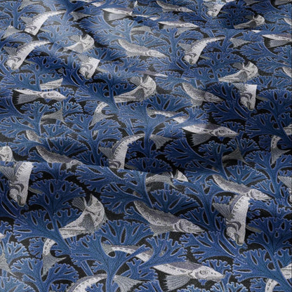 100% linen Vintage Fish fabric for Curtain Upholstery Cushion - block print fabric for dress making sewing