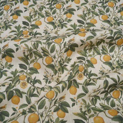 100% LINEN Fabric Italian lemon pattern on linen fabric - linen fabric for upholstery home decor dressmaking clothing sewing LithuanianLinen