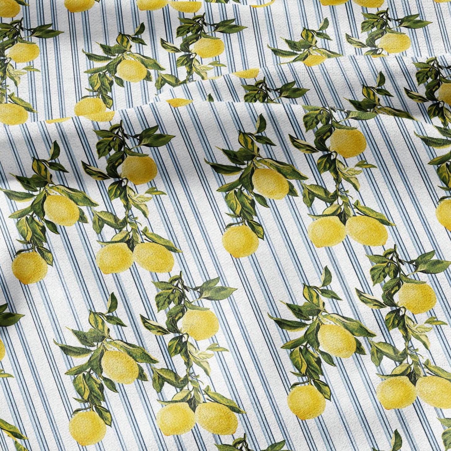 100% LINEN Fabric with lemon stripe pattern - linen fabric for upholstery home decor dressmaking clothing sewing LithuanianLinen