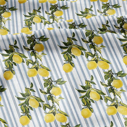 100% LINEN Fabric with lemon stripe pattern - linen fabric for upholstery home decor dressmaking clothing sewing LithuanianLinen