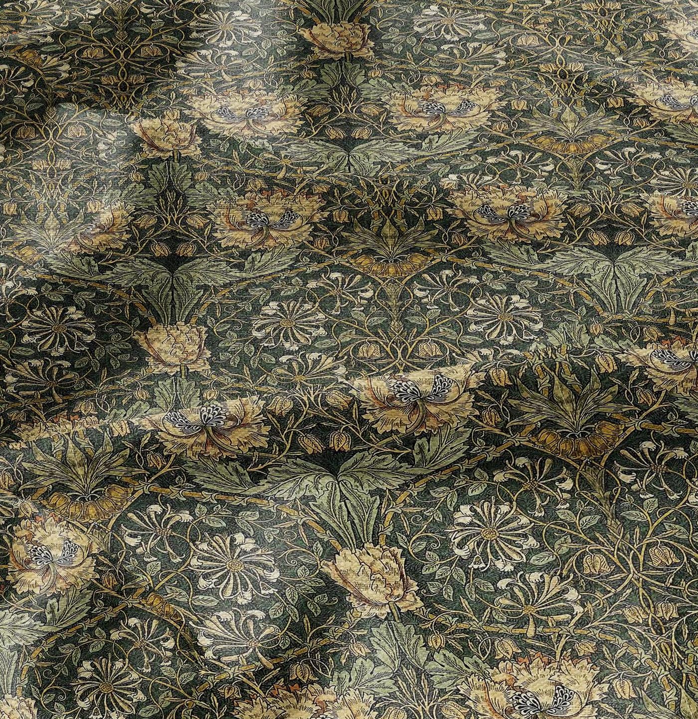 100% linen fabric William Morris Honeysuckle print - Victorian Art crafts linen Fabric - Historical pattern fabric upholstery dress making