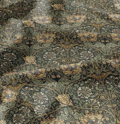 100% linen fabric William Morris Honeysuckle print - Victorian Art crafts linen Fabric - Historical pattern fabric upholstery dress making