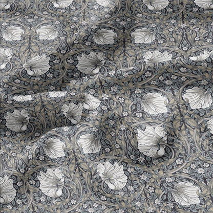 William Morris Pimpernel 100% LINEN Art and Crafts Fabric - Victorian flax fabric - British historical pattern grey green 2979GB