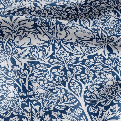 William Morris Brer Rabbit blue print on 100% LINEN - Victorian Art crafts linen - botanical Historical upholstery home textile 3164