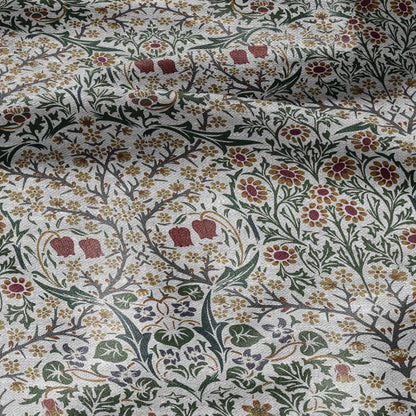 100% LINEN Fabric William Morris Blackthorn - oatmeal natur linen fabric with botanical print - Victorian Art Craft Historical 3179