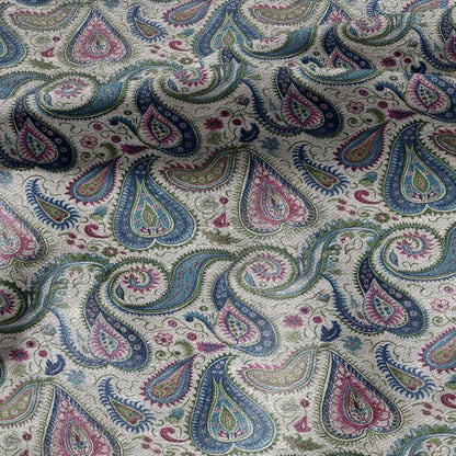 100% LINEN Fabric Paisley print 2500
