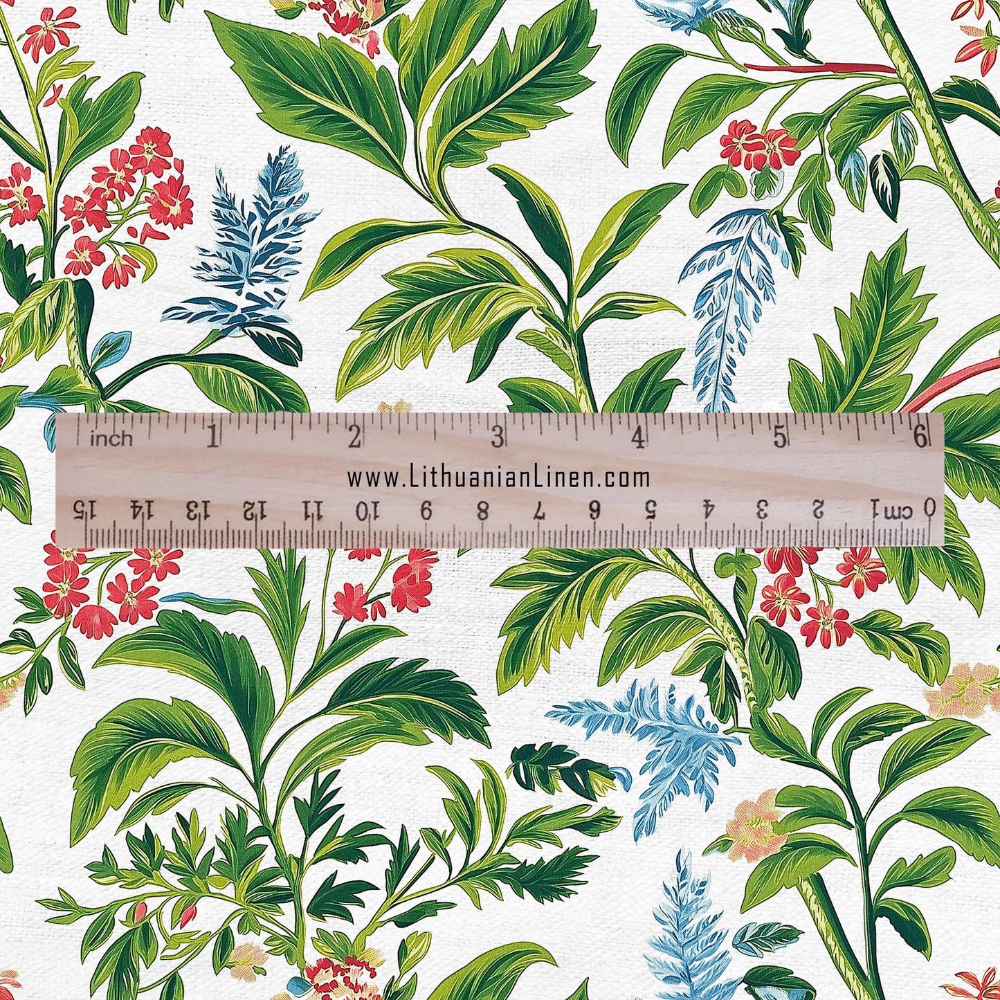 100% LINEN Fabric tropical flower print linen - floral fabric for upholstery home decor dress making 2354