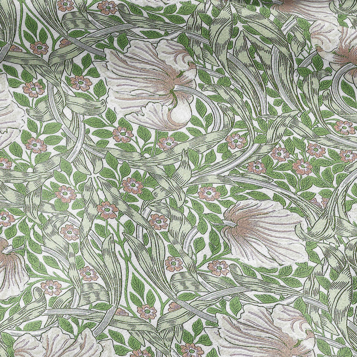 100% LINEN fabric - William Morris Pimpernel apple green - British Victorian Art Craft flax - sewing upholstery home decor or clothing 3838