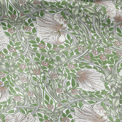 100% LINEN fabric - William Morris Pimpernel apple green - British Victorian Art Craft flax - sewing upholstery home decor or clothing 3838
