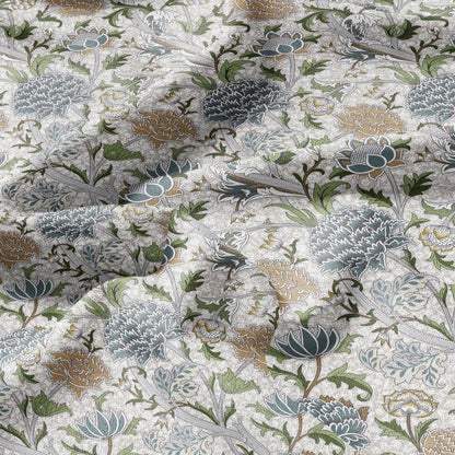 100% linen fabric William Morris Cray blue print - Victorian Art crafts linen Fabric - Historical pattern fabric upholstery dress making