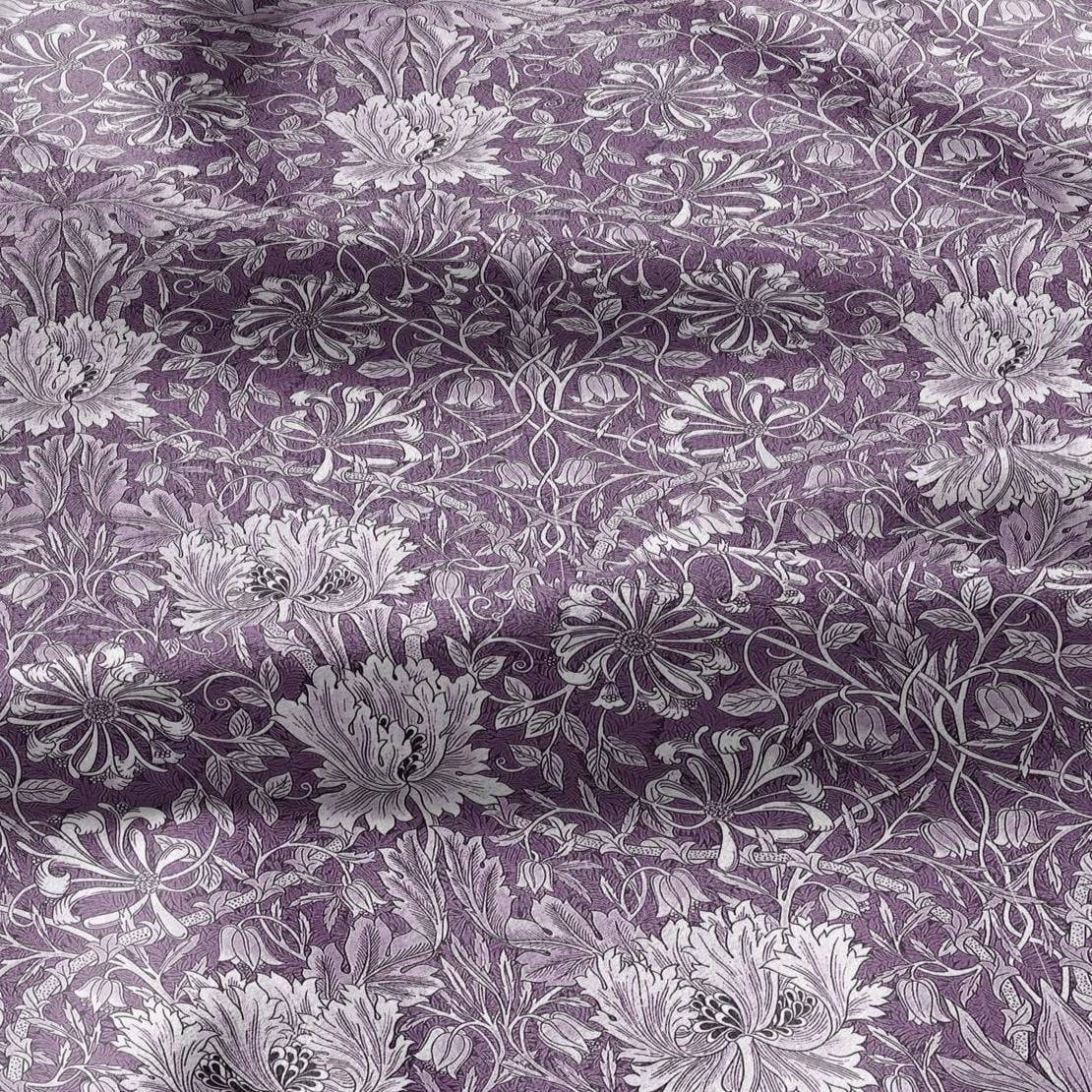 100% linen fabric William Morris Honeysuckle pale purple print - Victorian Art crafts - Historical  upholstery dress making 3282