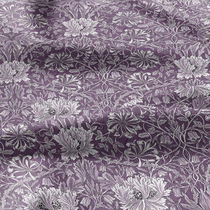 100% linen fabric William Morris Honeysuckle pale purple print - Victorian Art crafts - Historical  upholstery dress making 3282
