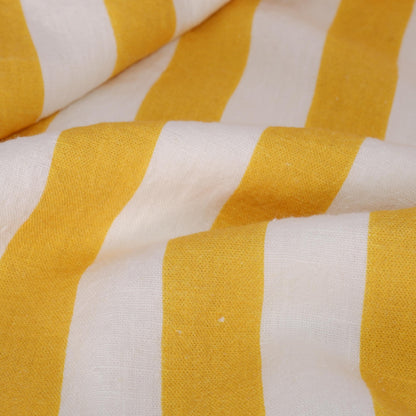 100% LINEN Fabric Maxi striped yellow white Avignon - french linen floral upholstery home textile Victorian fabrics 3351