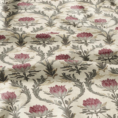 100% LINEN Fabric block print - , oatmeal natur linen fabric with blue floral print, heavy linen fabric for upholstery home decor 2014