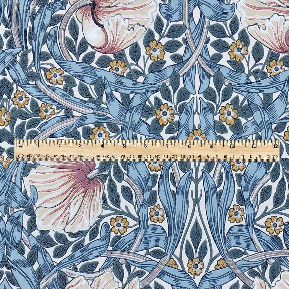 100% LINEN fabric - William Morris Pimpernel mineral - British Victorian flax - sewing upholstery home decor or clothing 3819