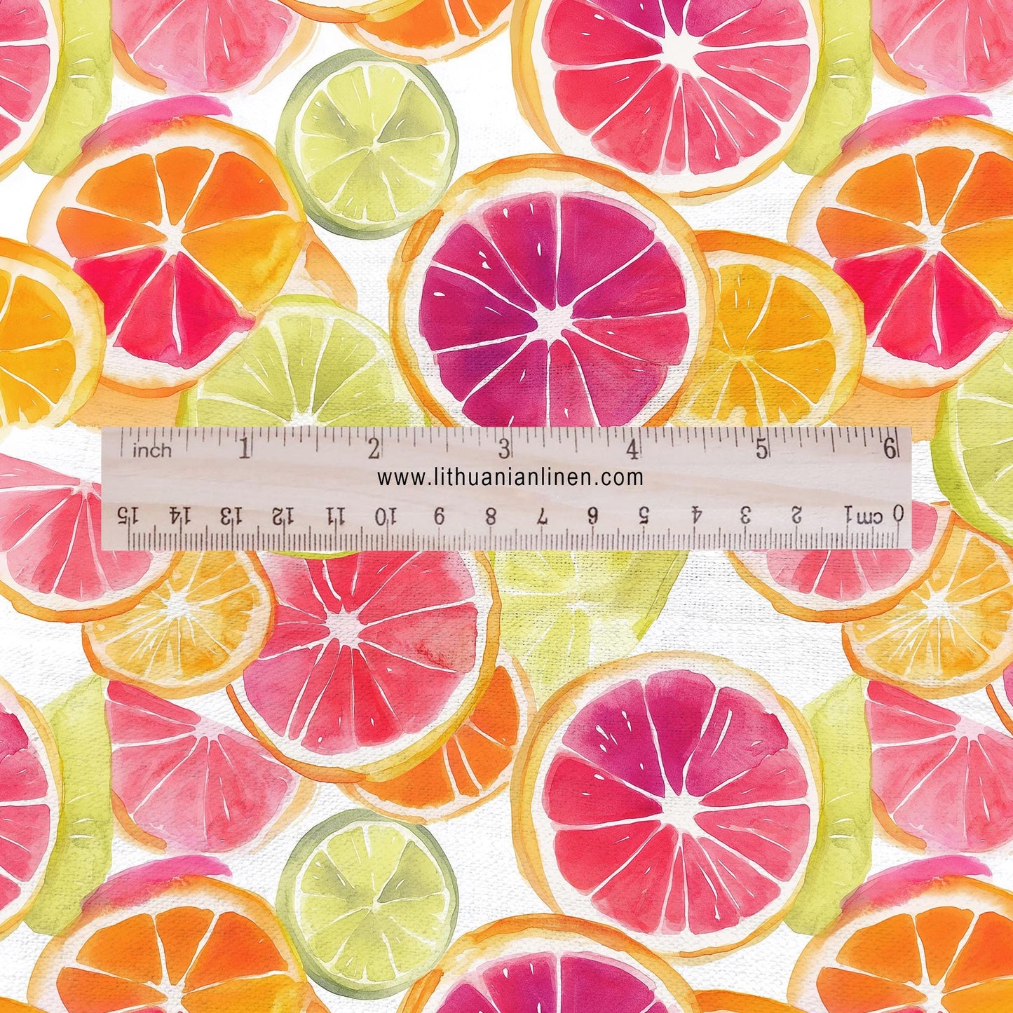 100% LINEN Fabric with lemon orange grapefruit print - flax linen fabric Premium High-grade Breathable Comfortable for dress making curtains