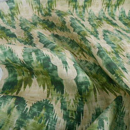 100% LINEN Fabric Abstract zigag WabiSabi - green print on linen japandi wabi sabi linen print 2087