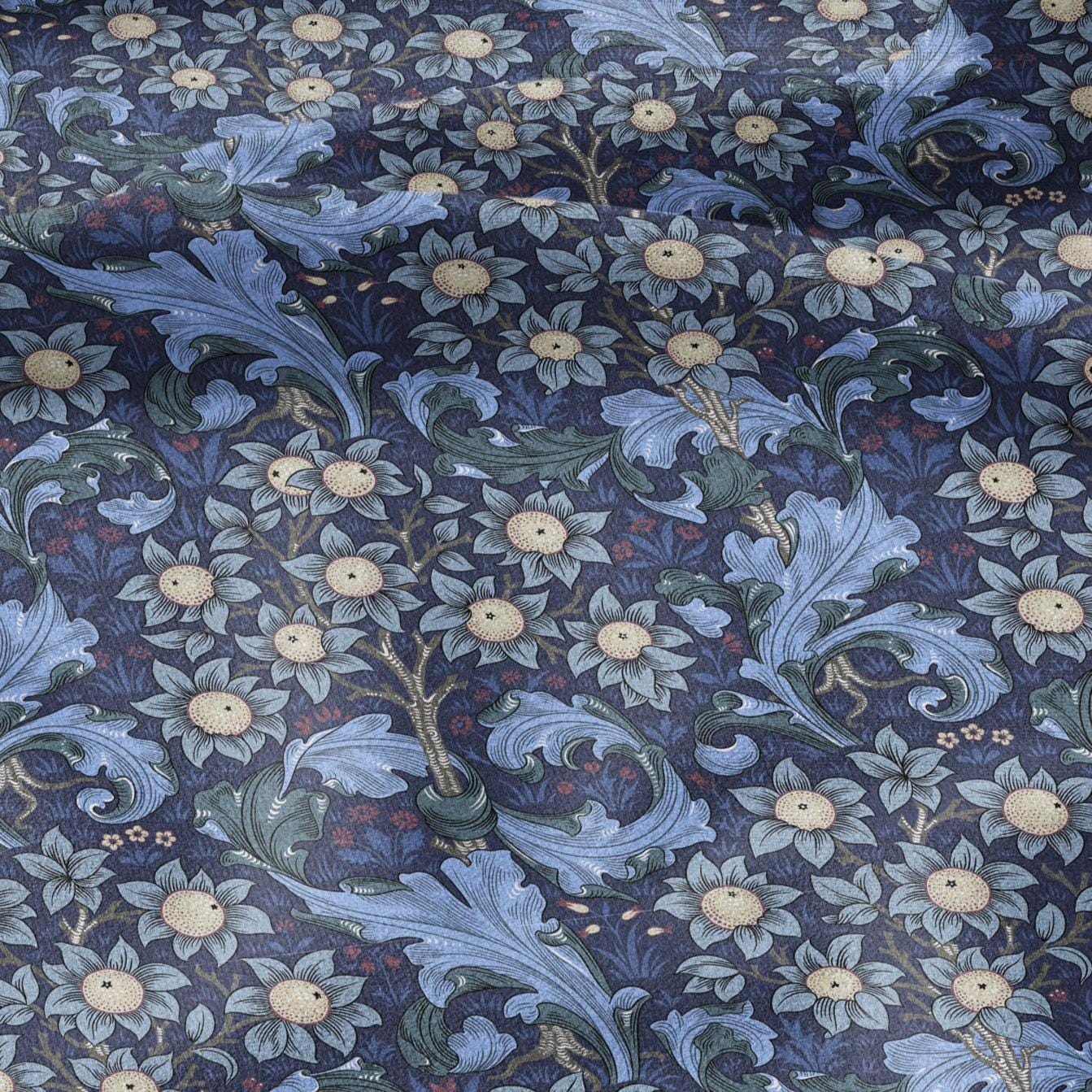 William Morris Orchard 100% LINEN Art and Crafts Fabric - Blue Victorian flax fabric - British historical pattern 3002