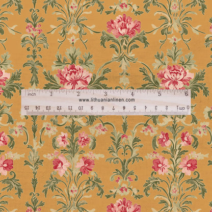 100% LINEN Fabric Regency yellow - french floral linen Fabric by the Yard LithuanianLinen for upholstery dressmaking curtains home textile