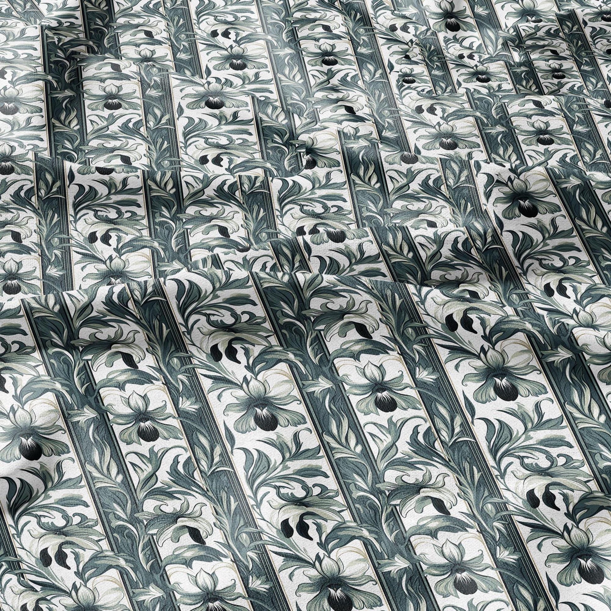 100% LINEN Fabric Art deco floral - narcissus botanical linen Fabric for upholstery dressmaking curtains home textile Art Nouveau