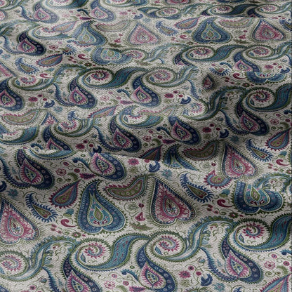 100% LINEN Fabric Paisley print 2500