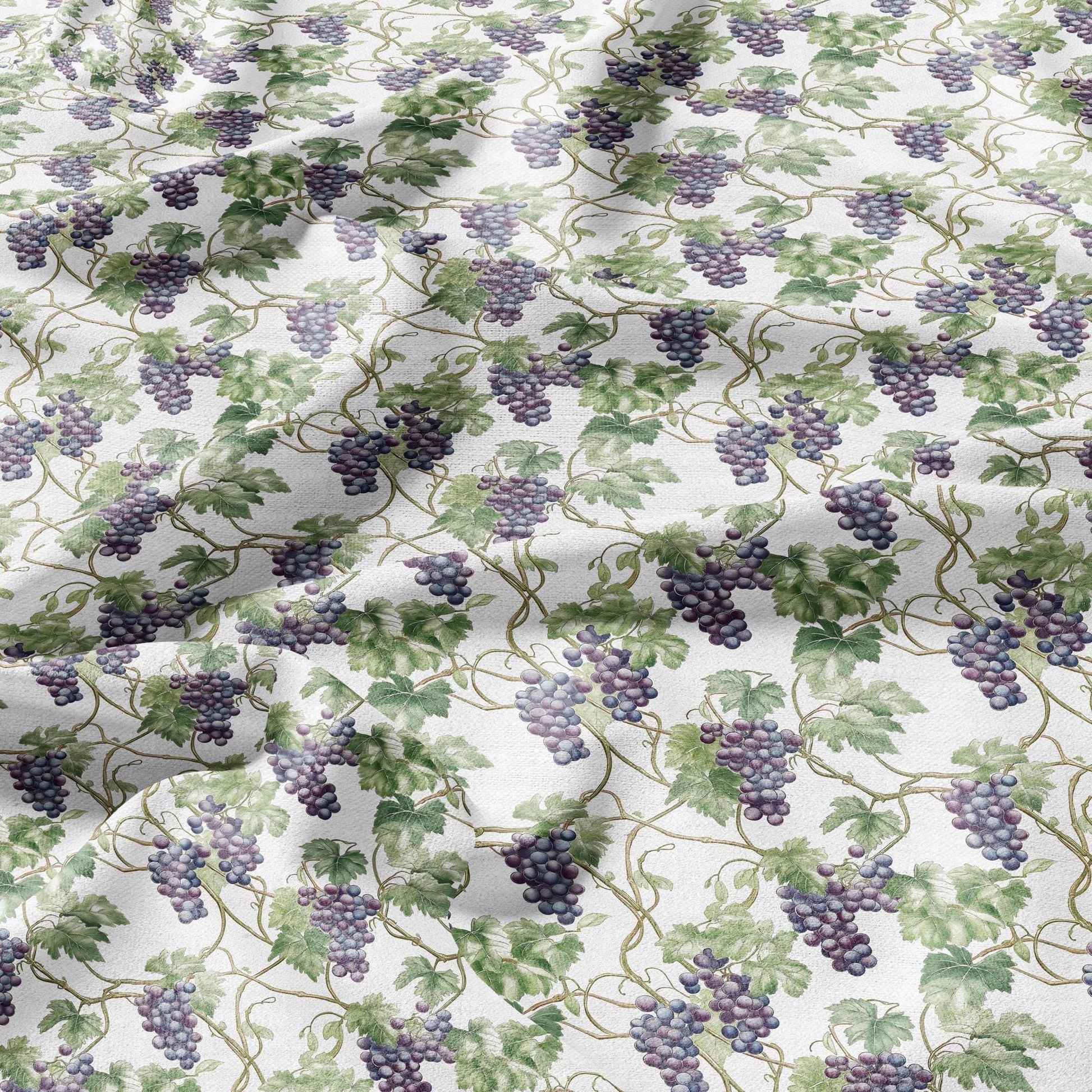 100% LINEN Fabric Grapes vine pattern - floral botanical Fruit heavy linen fabric for upholstery home decor clothing dressmaking