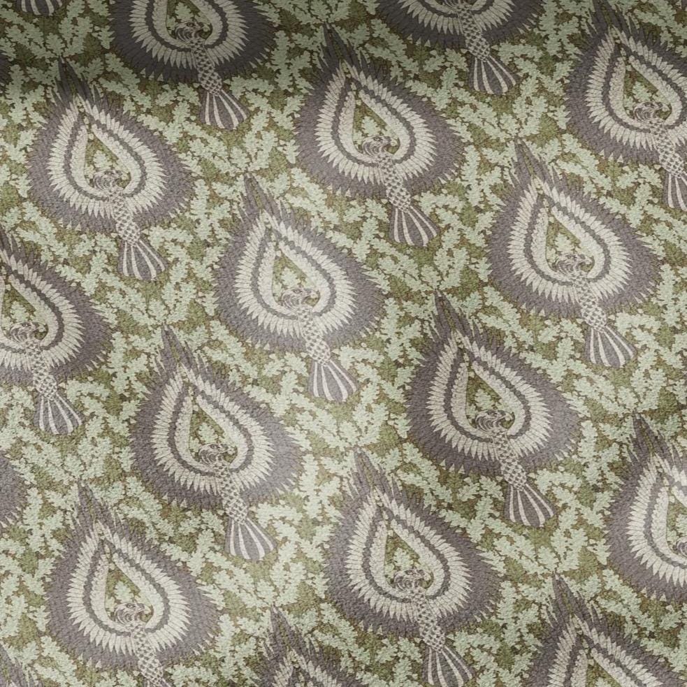 100% linen Vintage Eagles fabric for Curtain Upholstery Cushion - grey green print fabric for dress making sewing