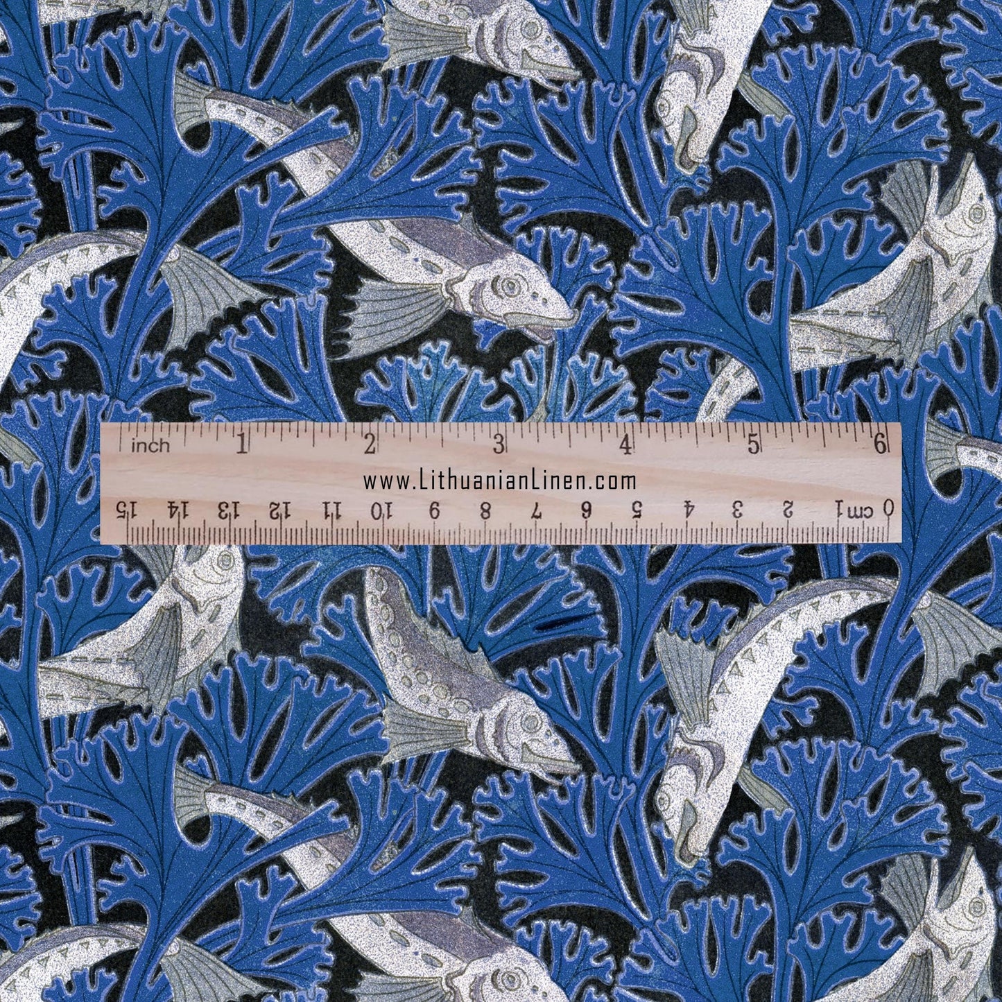 100% linen Vintage Fish fabric for Curtain Upholstery Cushion - block print fabric for dress making sewing