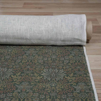 William Morris Green tapestry print Flower garden 100% LINEN fabric - Victorian Art and crafts Linen fabric botanical Historical 2110