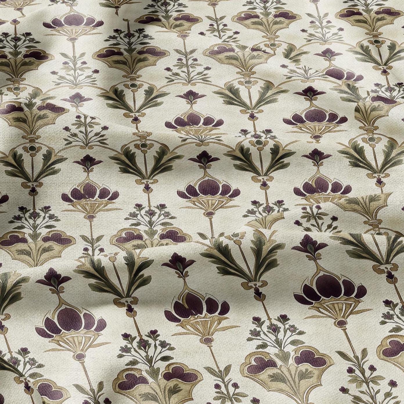 100% LINEN Fabric queen Victoria print linen - regency linen botanical fabric for upholstery home decor dress making